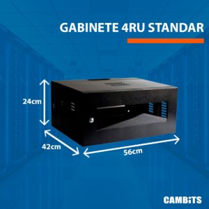 Gabinete de pared 4RU para equipos de redes y sistemas de videovigilancia