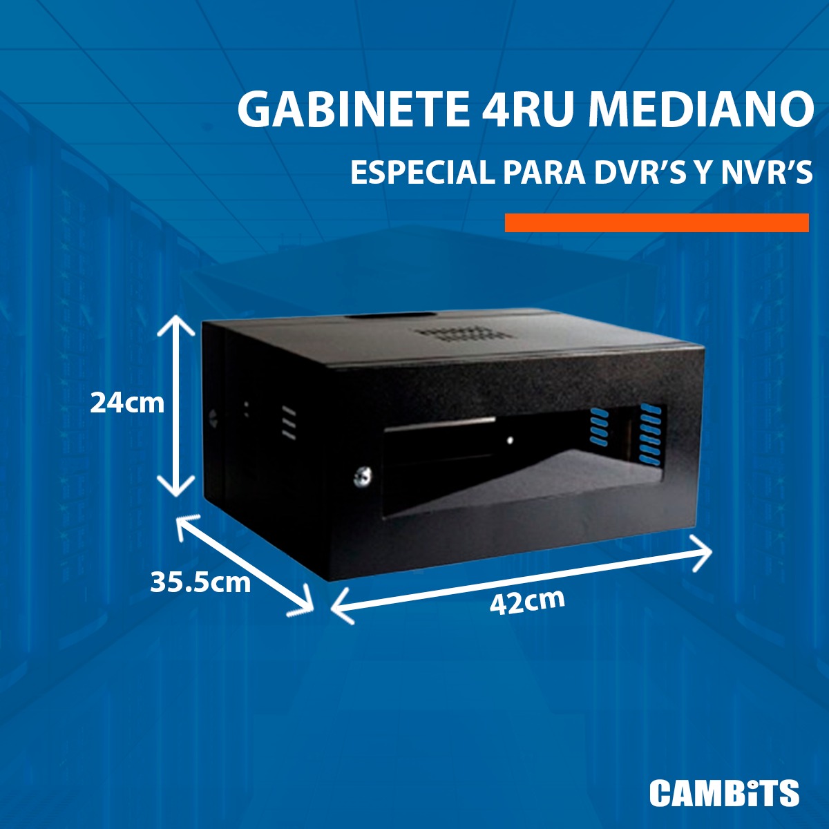 Gabinete de pared 4RU mediano metálico para dvr y nvr